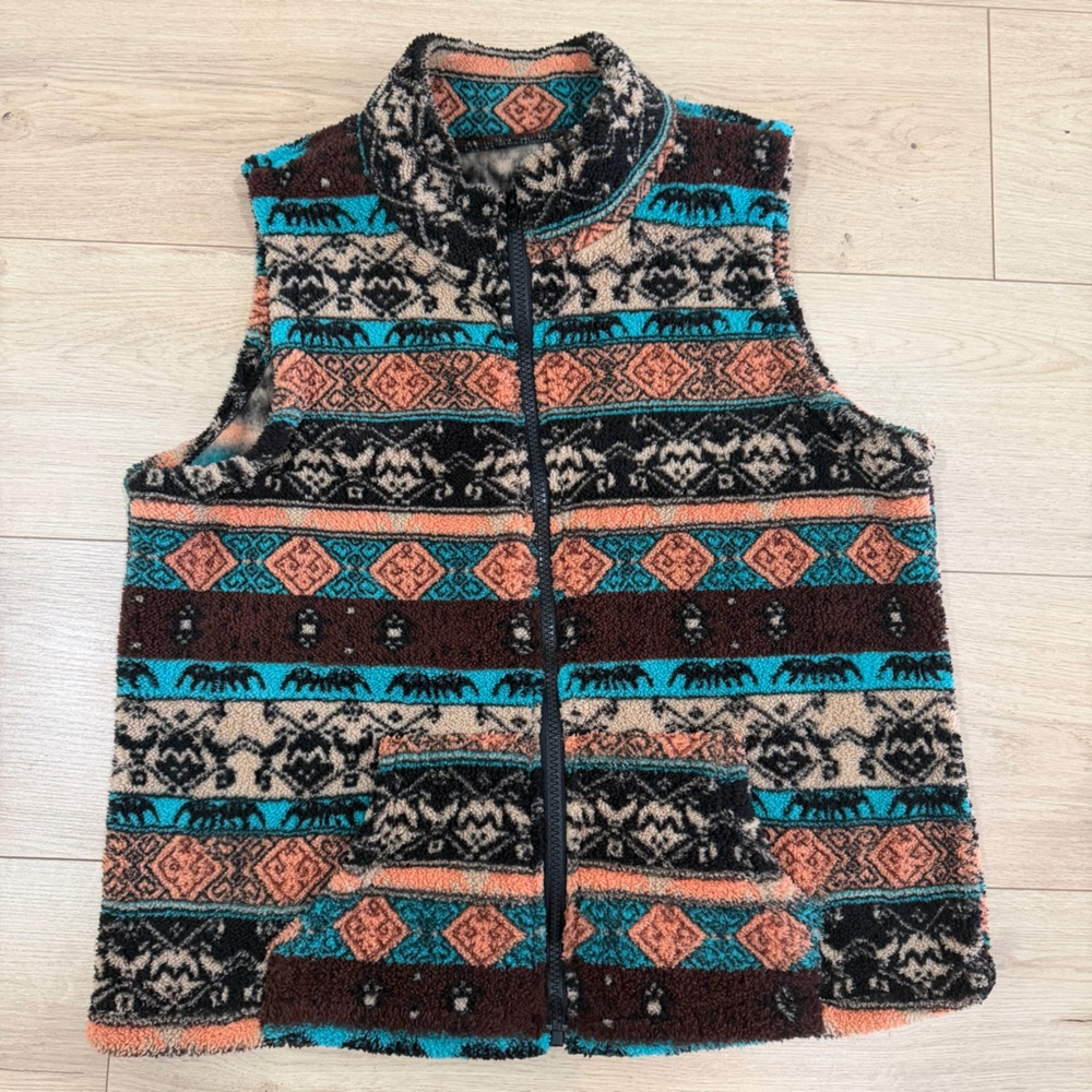 Tribal Patterned Fleece Vest